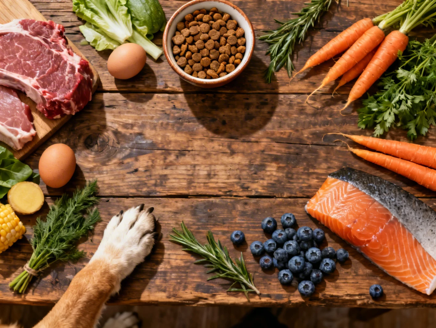 Ingredients frais pour alimentation canine